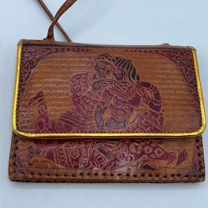 Vintage Peru hand tooled little vintage handbag -shoulder bag.